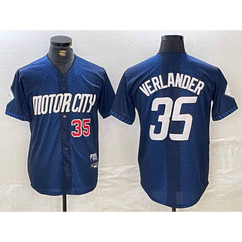 marshops Detroit Tigers #35 Justin Verlander Number Navy  2024 City Connect Cool Base Limited Stitched Jersey