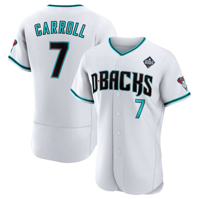 marshops Arizona Diamondbacks #7 Corbin Carroll White  2023 World Series Flex Base Stitched Jersey