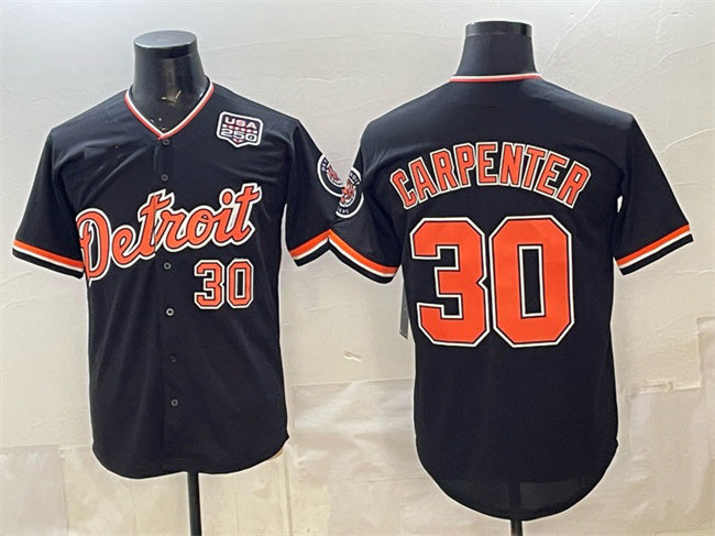marshops Detroit Tigers #30 Kerry Carpenter Black  2026 Alternate USA 250' Patch Vapor Premier Limited Stitched Jersey