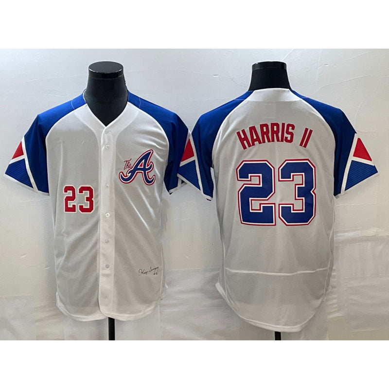 marshops Atlanta Braves #23 Michael Harris II Number White  2023 City Connect Flex Base Stitched Jersey 3