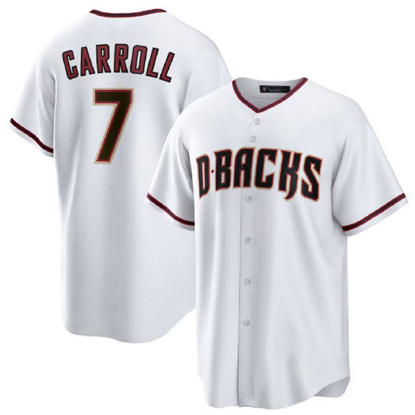 marshops Arizona Diamondbacks #7 Corbin Carroll White  Cool Base Stitched Jersey 2