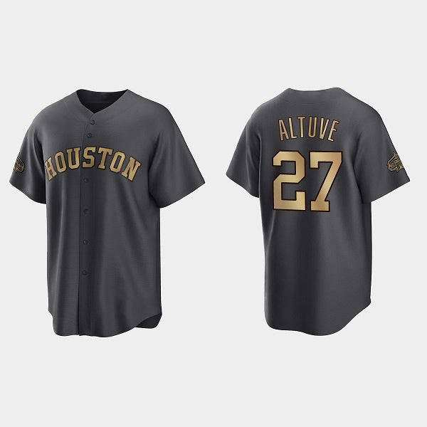 marshops Houston Astros #27 Jose Altuve Charcoal  2022 All-Star Cool Base Stitched Jersey