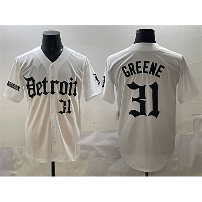 marshops Detroit Tigers #31 Riley Greene White  'Motor Gothic Edition' Vapor Premier Limited Stitched Jersey