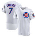 marshops Chicago Cubs #7 Dansby Swanson White  Home Stitched Flex Base Jersey
