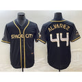 marshops Houston Astros #44 Yordan Alvarez Black  City Connect Cool Base Stitched Jersey