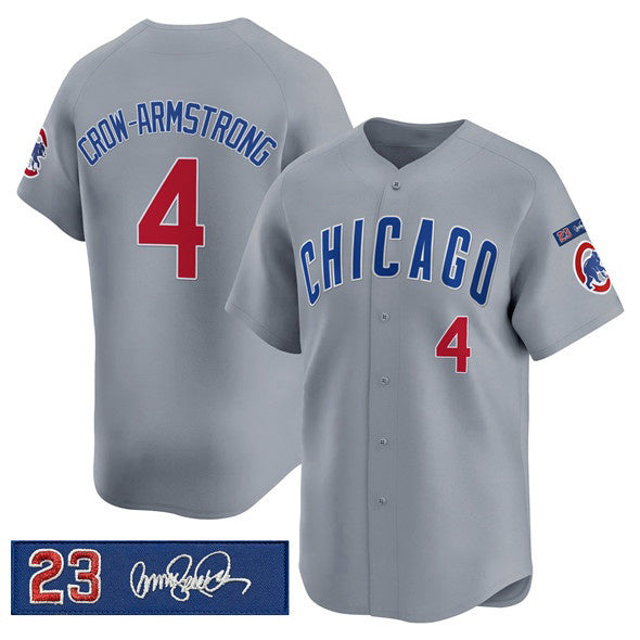 marshops Chicago Cubs #4 Pete Crow-Armstrong Gray  'Ryne Sandberg Tribute' Vapor Limited V3 Stitched Jersey