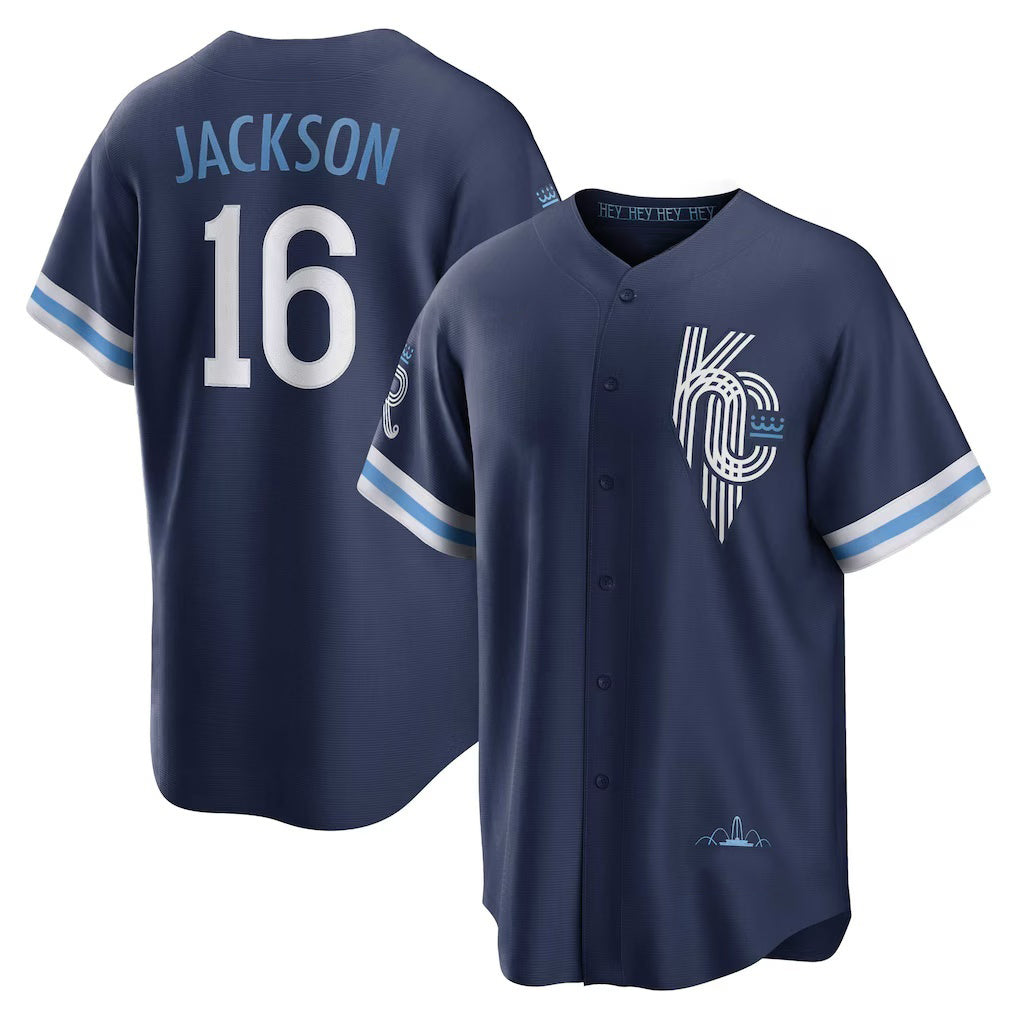 marshops Kansas City Royals #16 Bo Jackson Navy  City Connect Replica Player Jersey