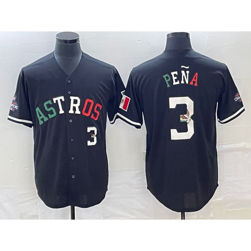 marshops Houston Astros #3 Jeremy Pena Number Mexico Black  Cool Base Stitched Jersey