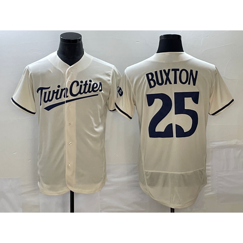 marshops Minnesota Twins #25 Byron Buxton 2023 Cream  Flex Base Stitched Jersey