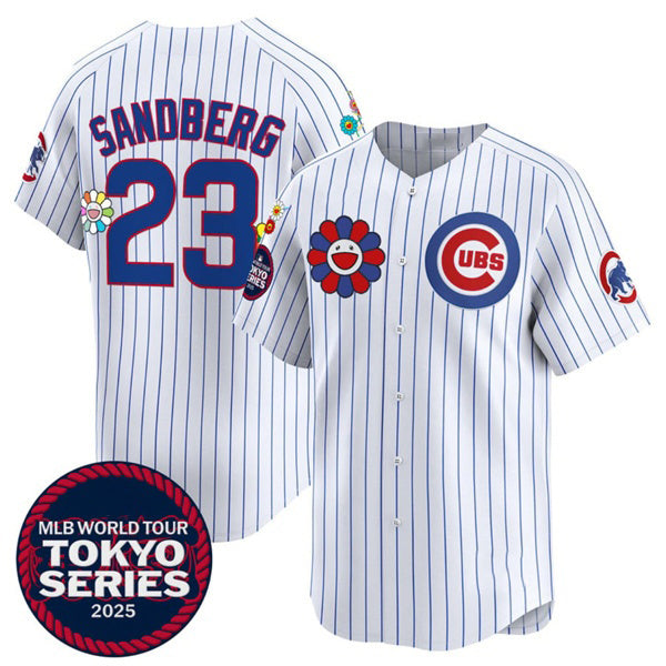 marshops Chicago Cubs #23 Ryne Sandberg White  2025 Tokyo Series Limited Stitched Jersey
