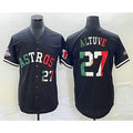marshops Houston Astros #27 Jose Altuve Number Mexico Black  Cool Base Stitched Jersey
