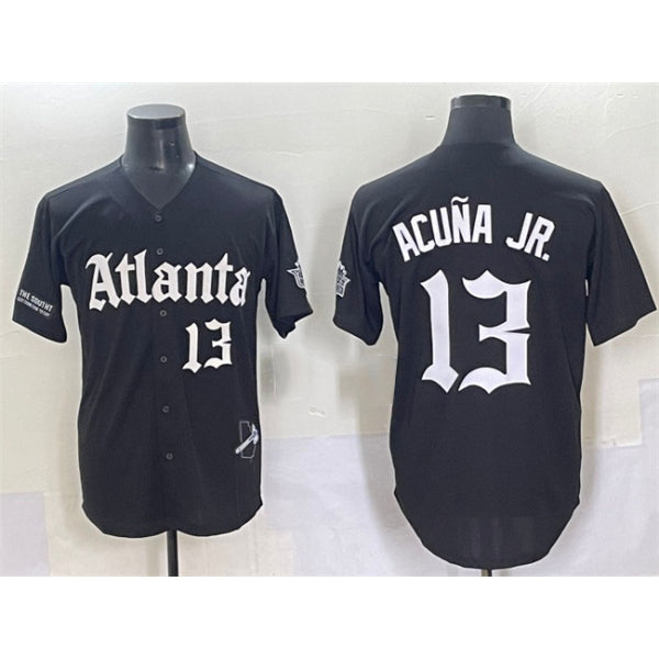 marshops Atlanta Braves #13 Ronald Acuna Jr. Black  Gothic South x Outkast Edition Vapor Limited Stitched Jersey