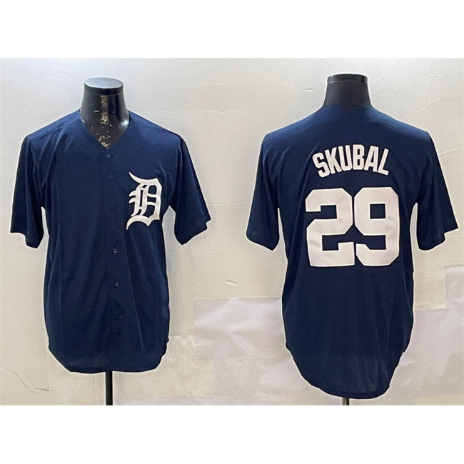 marshops Detroit Tigers #29 Tarik Skubal Navy  Cool Base Stitched Jersey