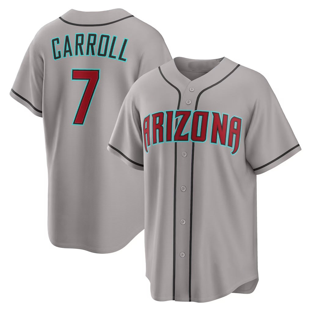 marshops Arizona Diamondbacks #7 Corbin Carroll Gray  Road Replica Jersey