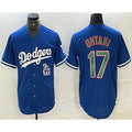 marshops Los Angeles Dodgers #17 Shohei Ohtani Blue Green  Stitched Cool Base Jersey 2