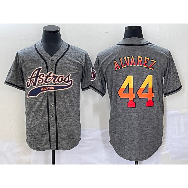 marshops Houston Astros #44 Yordan Alvarez Grey  Gridiron Cool Base Stitched Jersey
