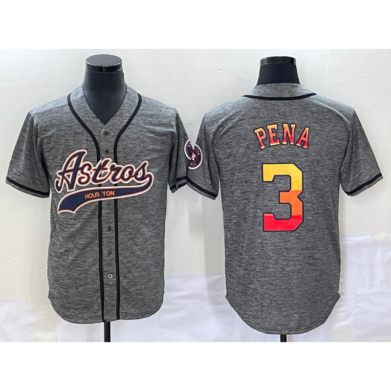 marshops Houston Astros #3 Jeremy Pena Grey  Gridiron Cool Base Stitched Jersey