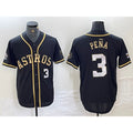 marshops Houston Astros #3 Jeremy Pena Black Gold  Player Number Cool Base Jersey