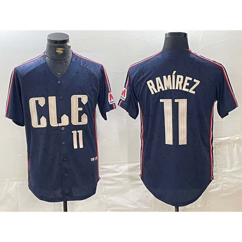 marshops Cleveland Guardians #11 Jose Ramirez Number Navy  2024 City Connect Limited Stitched Jersey