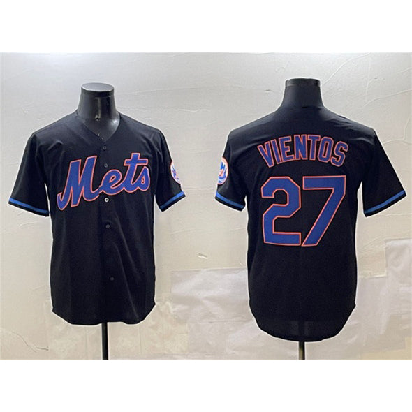 marshops New York Mets #27 Mark Vientos Black  Cool Base Stitched Jersey