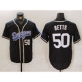 marshops Los Angeles Dodgers #50 Mookie Betts Number Black  White Cool Base Stitched Jerseys
