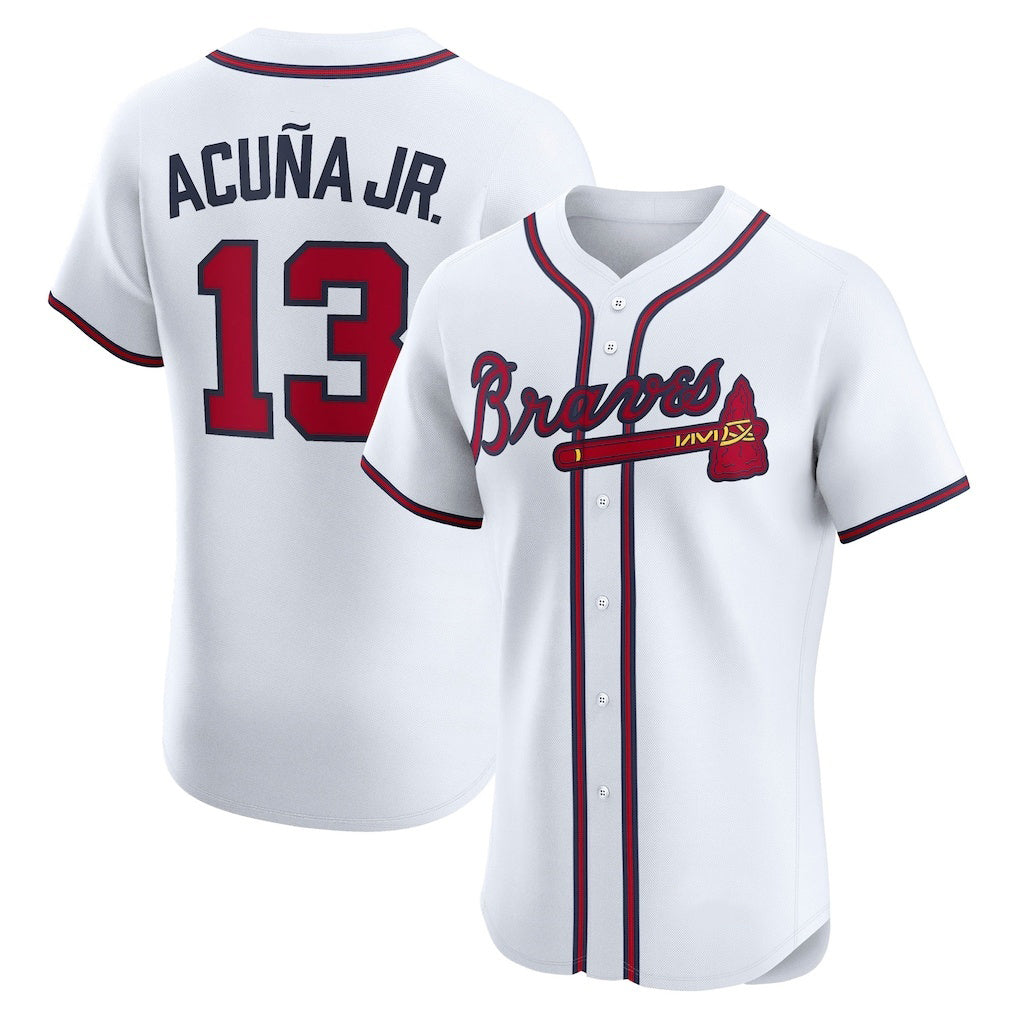 marshops Atlanta Braves #13 Ronald Acu?a Jr. White  Home Elite Player Jersey
