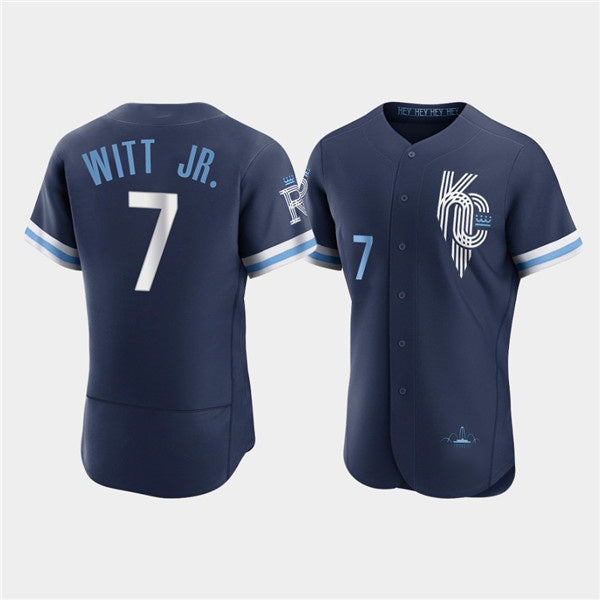 marshops Kansas City Royals #7 Bobby Witt Jr. 2022 Navy  City Connect Flex Base Stitched Jersey