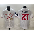 marshops Minnesota Twins #23 Royce Lewis Number White  Stitched Cool Base Jerseys
