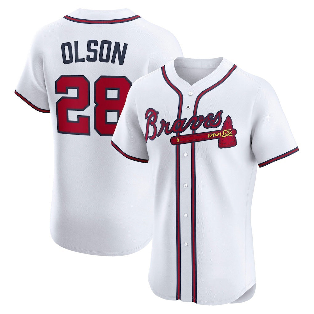 marshops Atlanta Braves #28 Matt Olson White  Home Elite Player Jersey