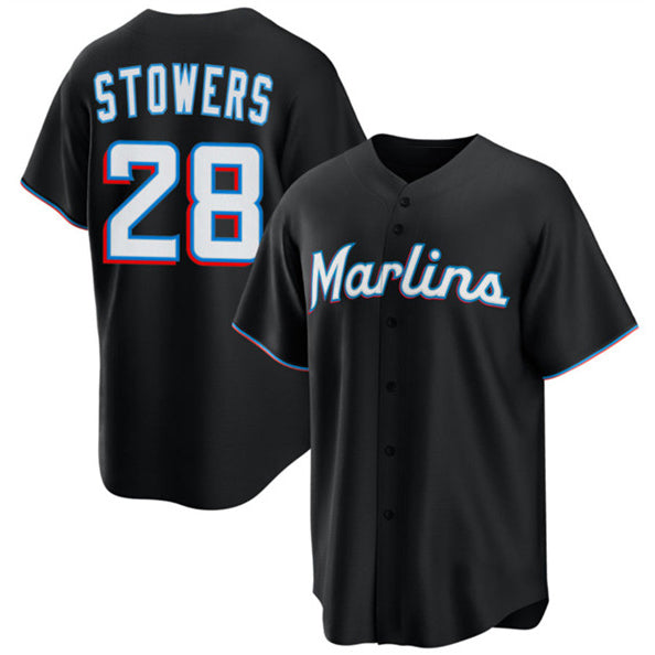 marshops  Miami Marlins #28 Kyle Stowers Black  Cool Base Stitched Jersey