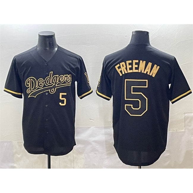 marshops Los Angeles Dodgers #5 Freddie Freeman Black Gold  Limited Stitched Jersey