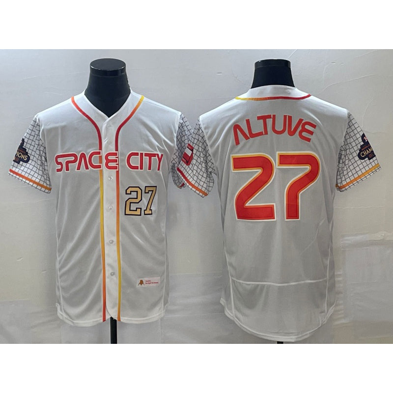 marshops Houston Astros #27 Jose Altuve Number White  2023 City Connect Flex Base Stitched Jersey