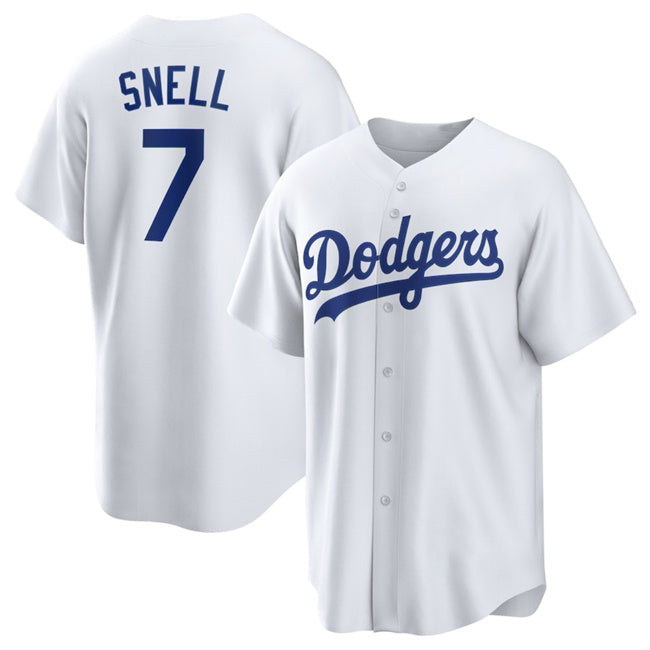 marshops Los Angeles Dodgers #7 Blake Snell White  2024 Cool Base Stitched Jersey