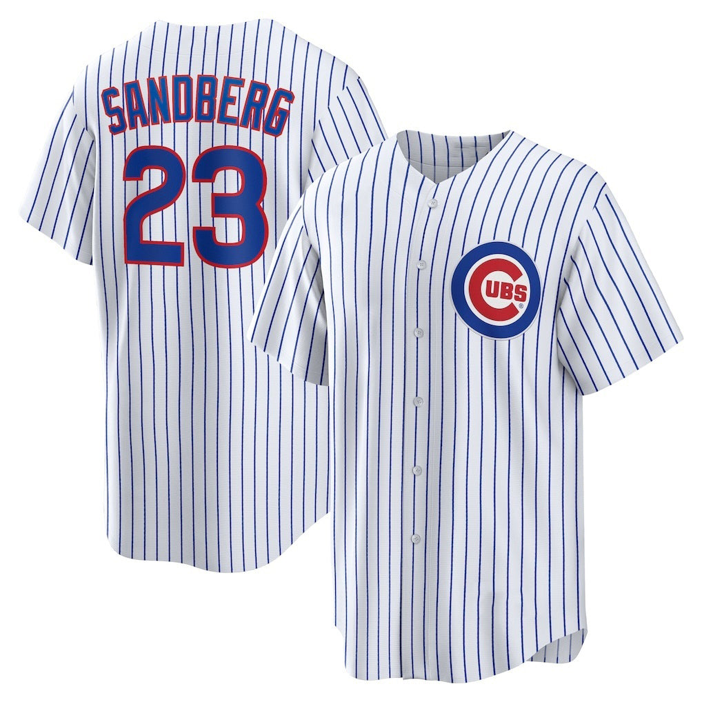 marshops Chicago Cubs #23 Ryne Sandberg White  Home Retired Player Replica Jersey