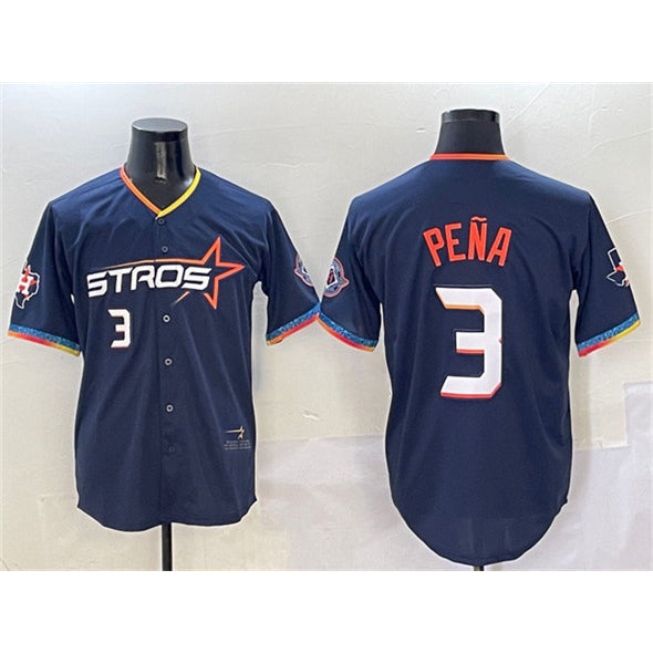 marshops Houston Astros #3 Jeremy Pena Navy  2025 City Connect With Texas Patch Limited Stitched Jersey