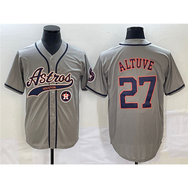 marshops Houston Astros #27 Jose Altuve Gray  With Patch Cool Base Stitched Jersey