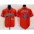 marshops Houston Astros #44 Yordan Alvarez Number Orange  With Patch Cool Base Stitched Jersey