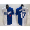 marshops Los Angeles Dodgers #17 Shohei Ohtani Number White Blue  Two Tone Stitched Jersey 2