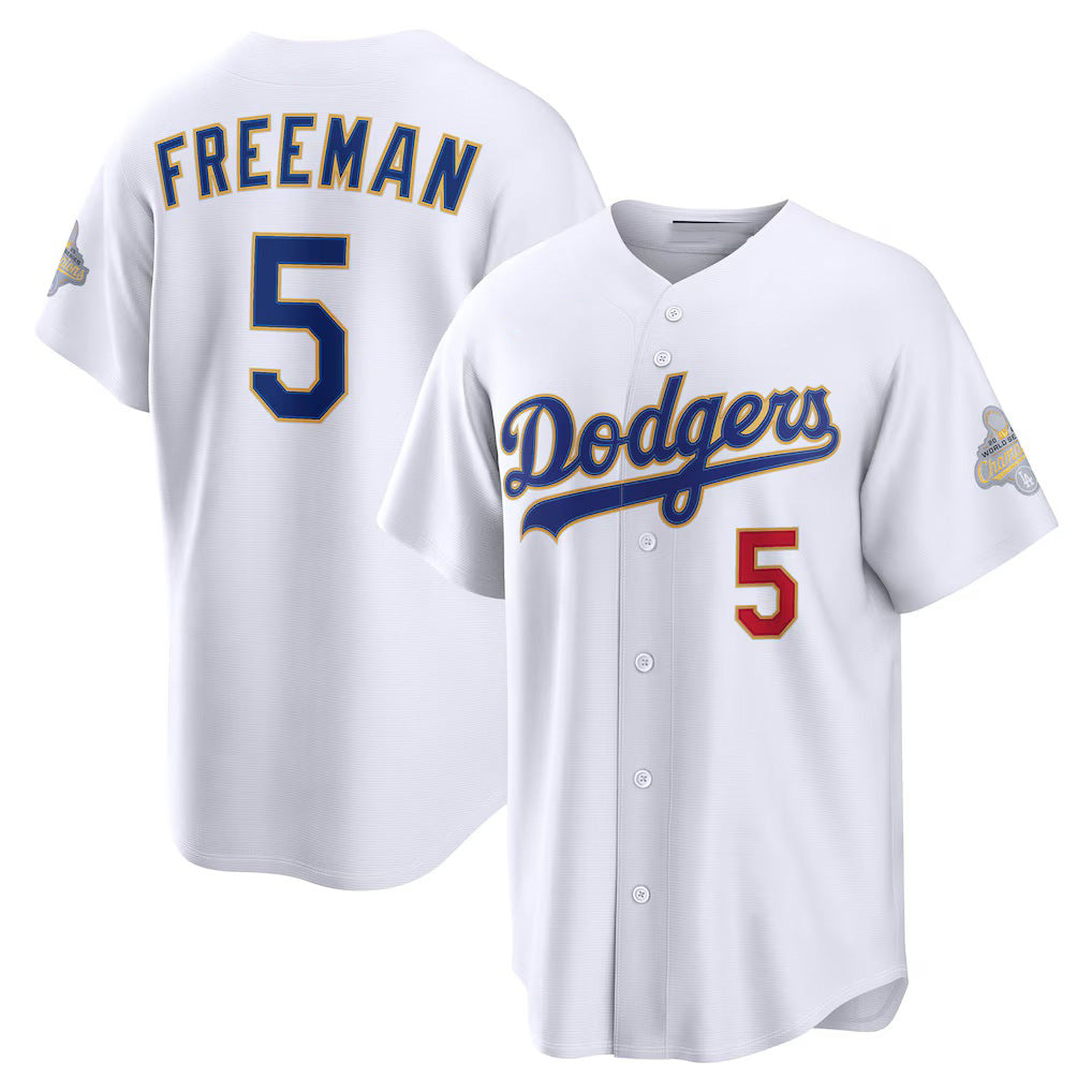 marshops Los Angeles Dodgers #5 Freddie Freeman White  2026 Gold Collection Stadium Jersey