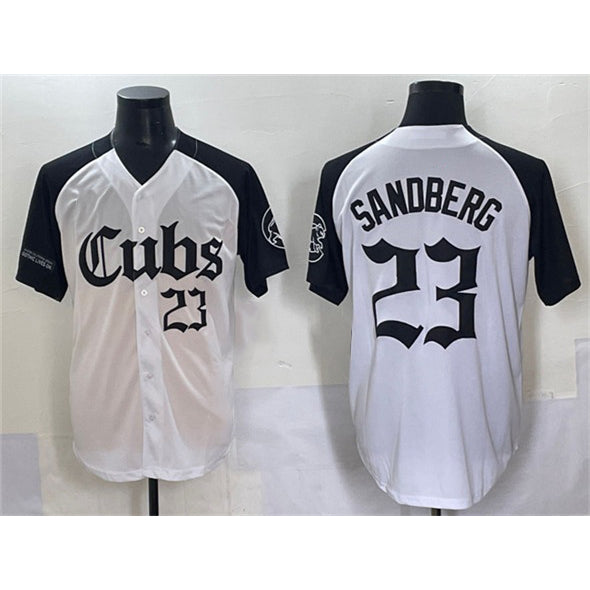 marshops Chicago Cubs #23 Ryne Sandberg White Black  'Gothic North Side Edition' Vapor Premier Limited Stitched Jersey