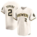 marshops Milwaukee Brewers #2 Brice Turang Cream  Limited Jersey