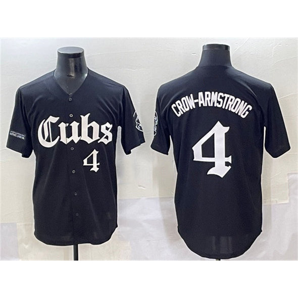 marshops Chicago Cubs #4 Pete Crow-Armstrong Black  'Gothic North Side Edition' Vapor Premier Limited Stitched Jersey