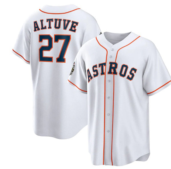 marshops Houston Astros #27 Jose Altuve White  2022 World Series Home Stitched Jersey