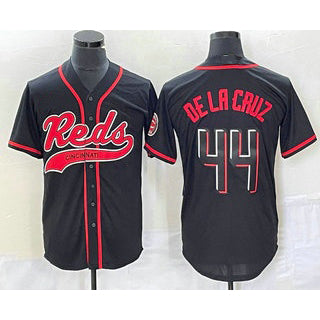 marshops  Cincinnati Reds #44 Elly De La Cruz Black  With Patch Cool Base Stitched Jersey