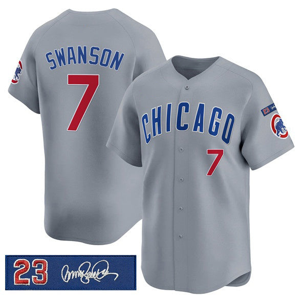 marshops Chicago Cubs #7 Dansby Swanson Gray  'Ryne Sandberg Tribute' Vapor Limited V3 Stitched Jersey