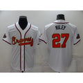marshops Atlanta Braves #27 Austin Riley 2022 White Gold  World Series Champions Program Cool Base Stitched Jersey