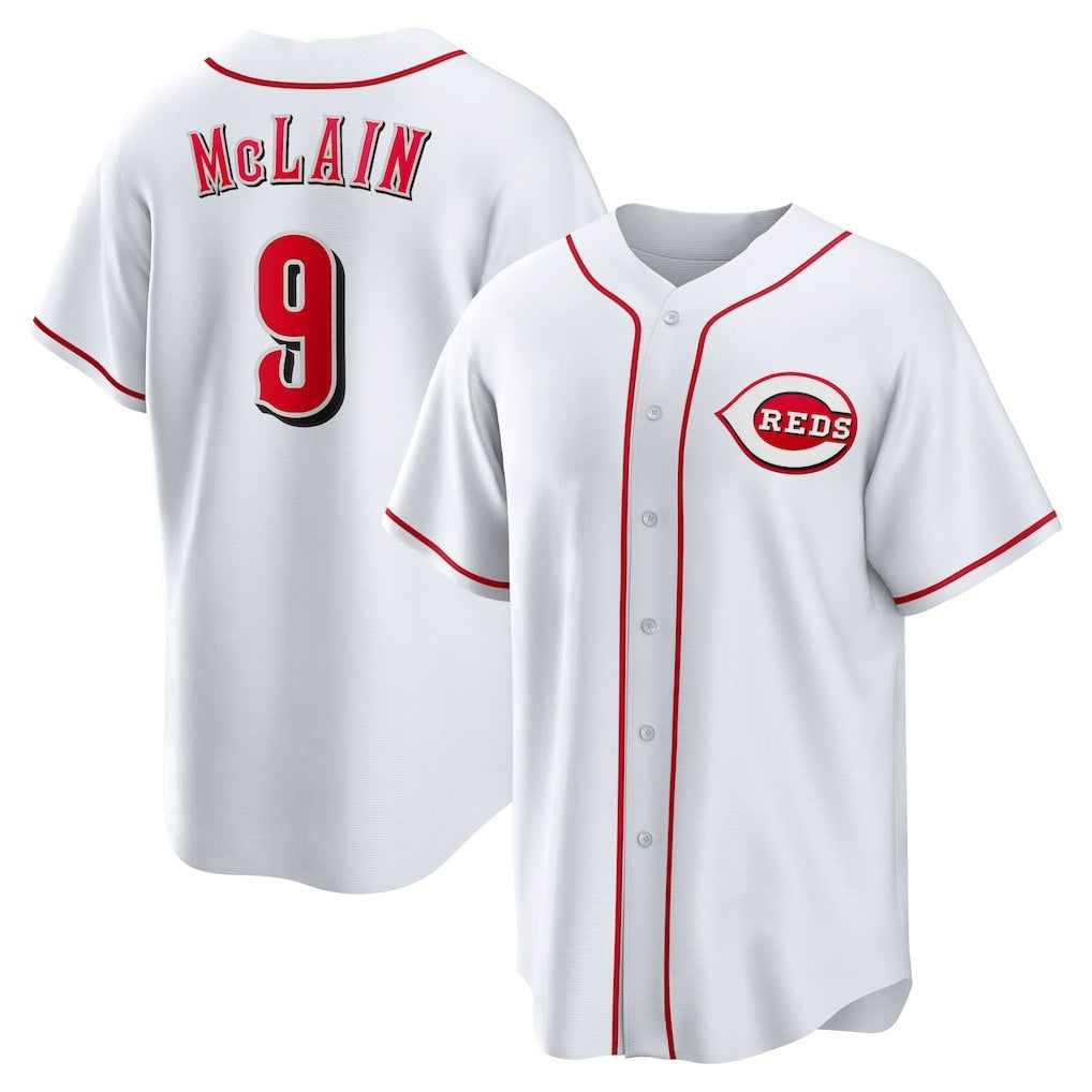 marshops  Cincinnati Reds #9 Matt McLain White  Home Replica Jersey