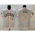 marshops Houston Astros #3 Jeremy Pena Number 2023 White Gold  World Serise Champions Patch Flex Base Stitched Jersey 2
