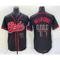 marshops  Cincinnati Reds #44 Elly De La Cruz Number Black  With Patch Cool Base Stitched Jersey
