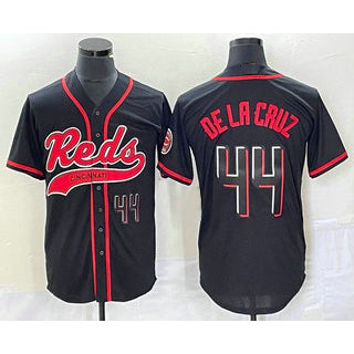 marshops  Cincinnati Reds #44 Elly De La Cruz Number Black  With Patch Cool Base Stitched Jersey